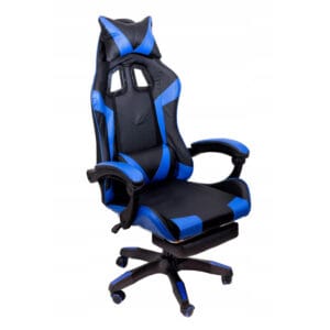 Fotel gamingowy NIEBIESKI z podnóżkiem